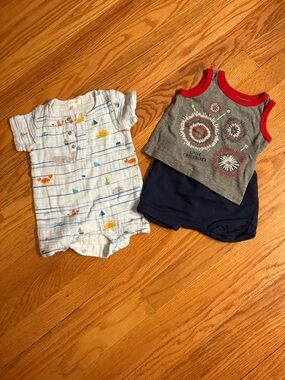 Baby Boy 3-6m Two-Piece Set & Nautical Romper - Red, Gray, Navy, White